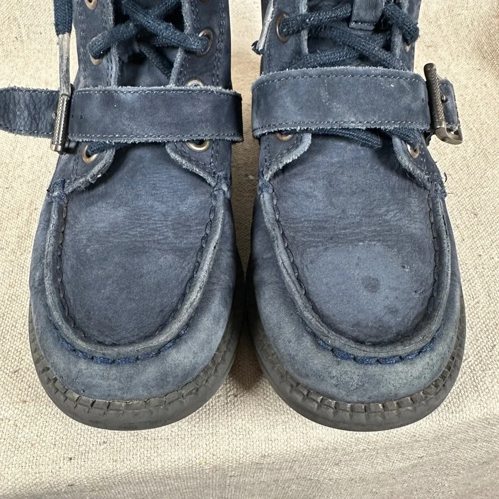 Polo‎ Ralph Lauren Kids Navy Suede Polo Bear Buckle Lace Up Boots